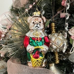 2002 Handblown Mercury Glass Bear Personalized Ornament